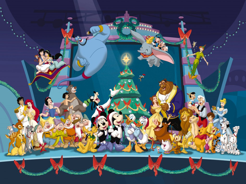 Disney Characters Christmas Wallpaper Cartoon