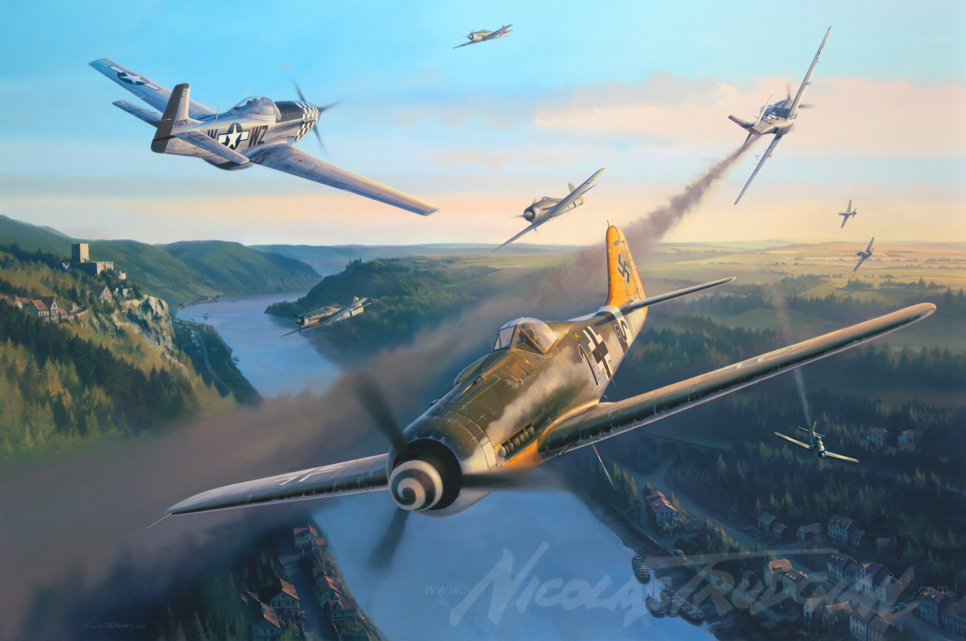 Wallpaper Fw Ww2 War Art Painting Aviation German Fighter