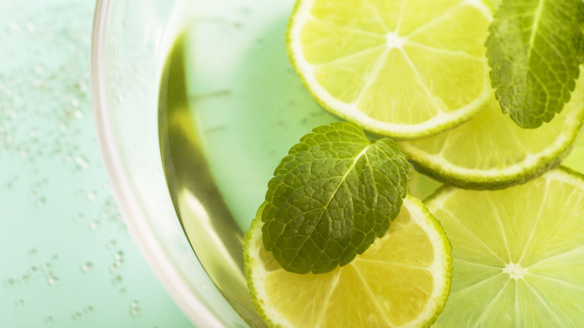 Wallpaper Mint Citrus Lime Glass Water Desktop