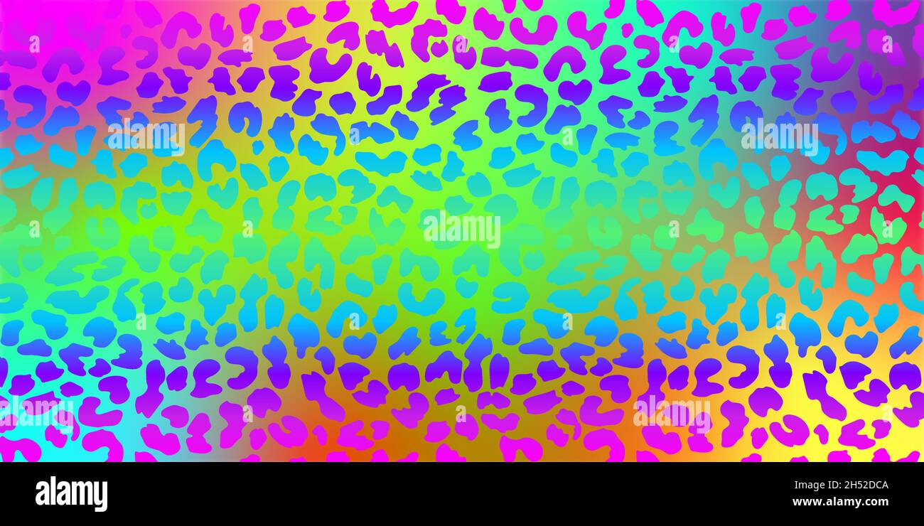 Neon Leopard Pattern Rainbow Colored Spotted Background Vector