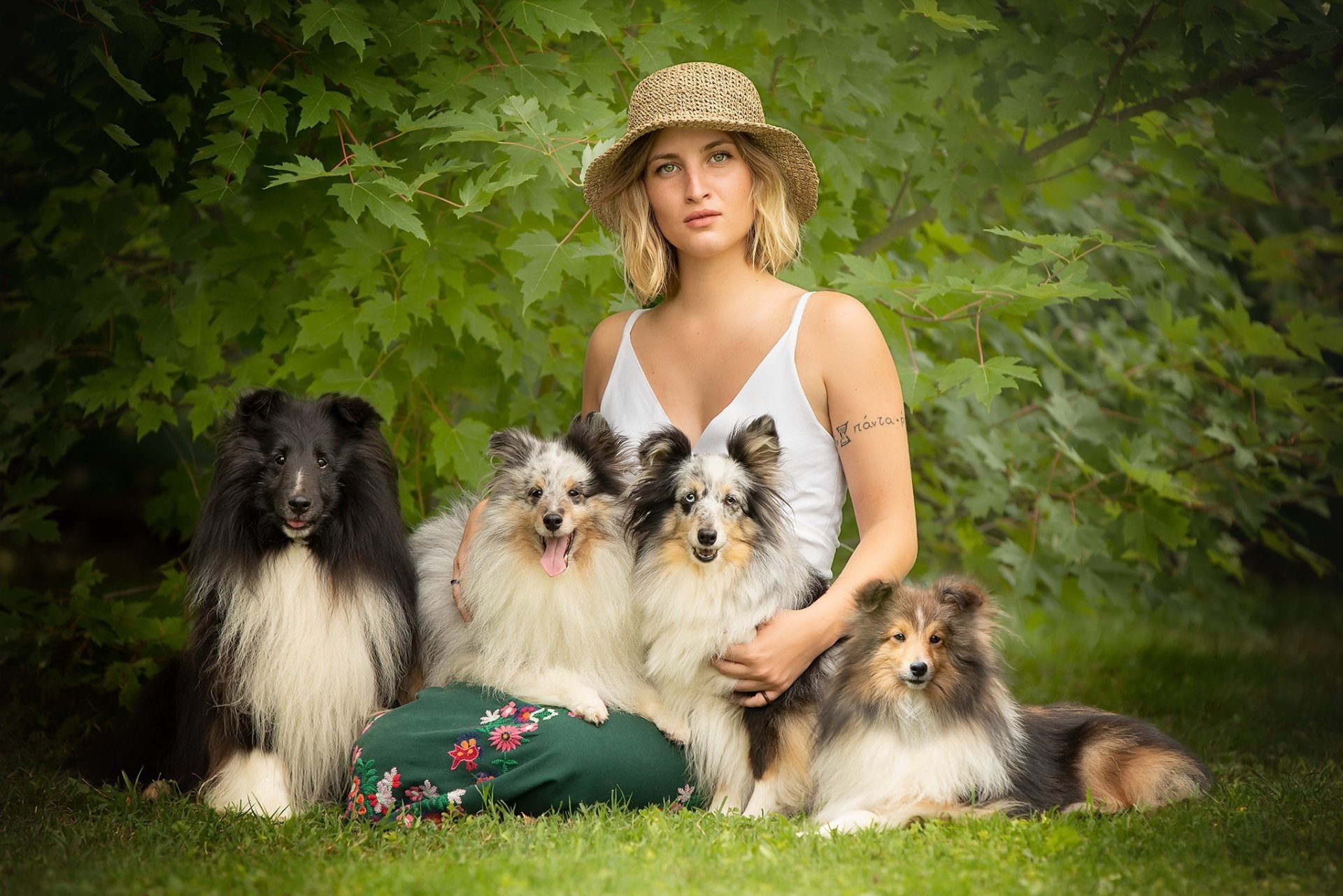 Dog Woman Mood HD Wallpaper