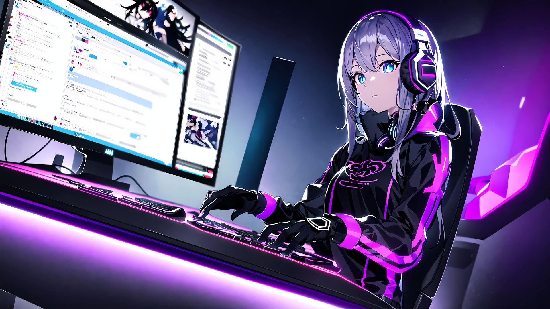 Anime Gaming Music Girl by i LoveFantasy