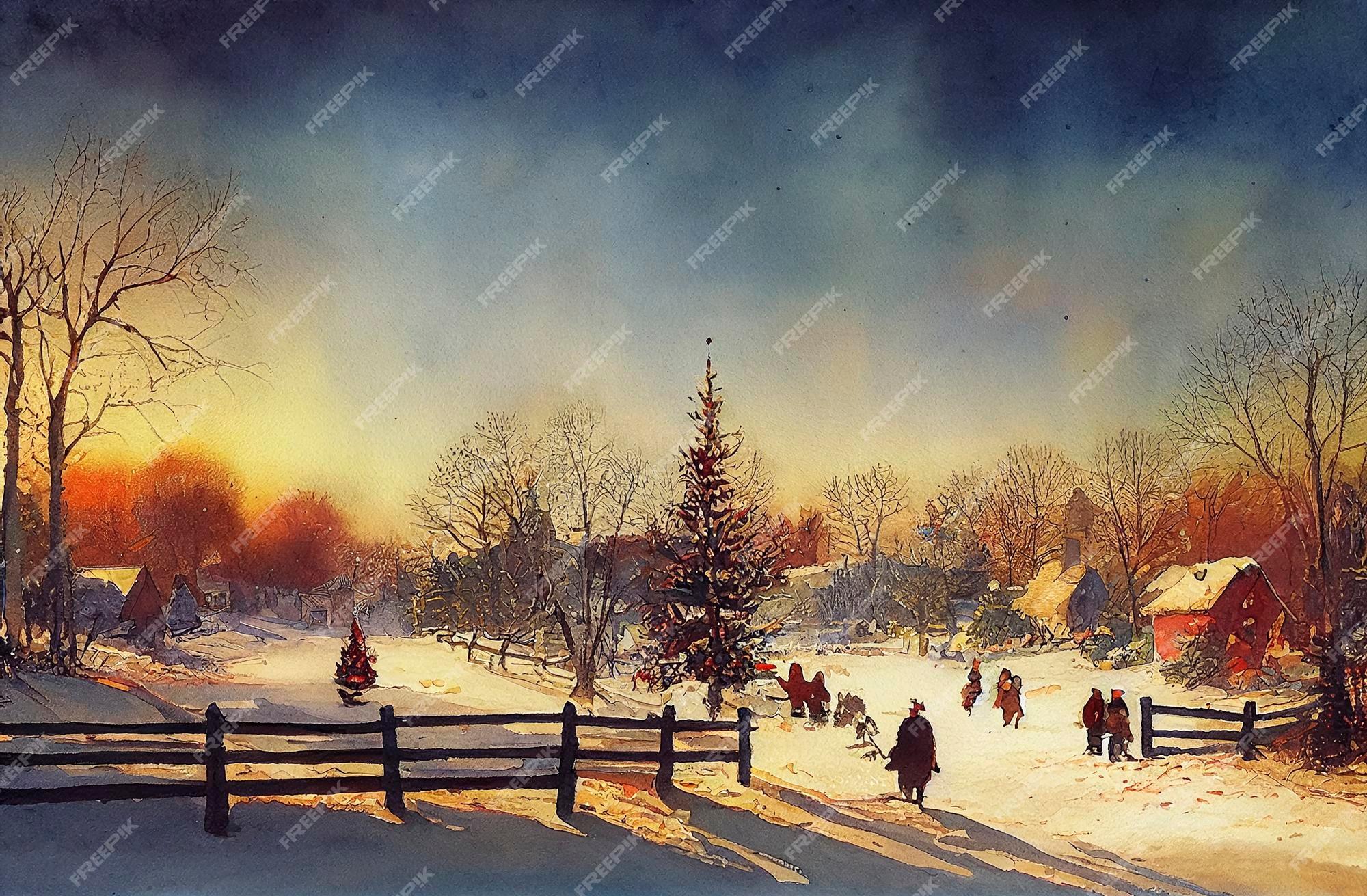 Premium Photo Watercolor Of A Beautiful Christmas Winter