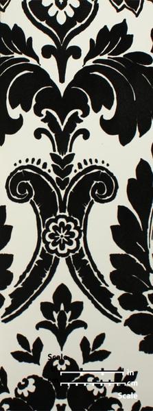 Heritage Damask Velvet Flocked Wallpaper In Black And White From The P