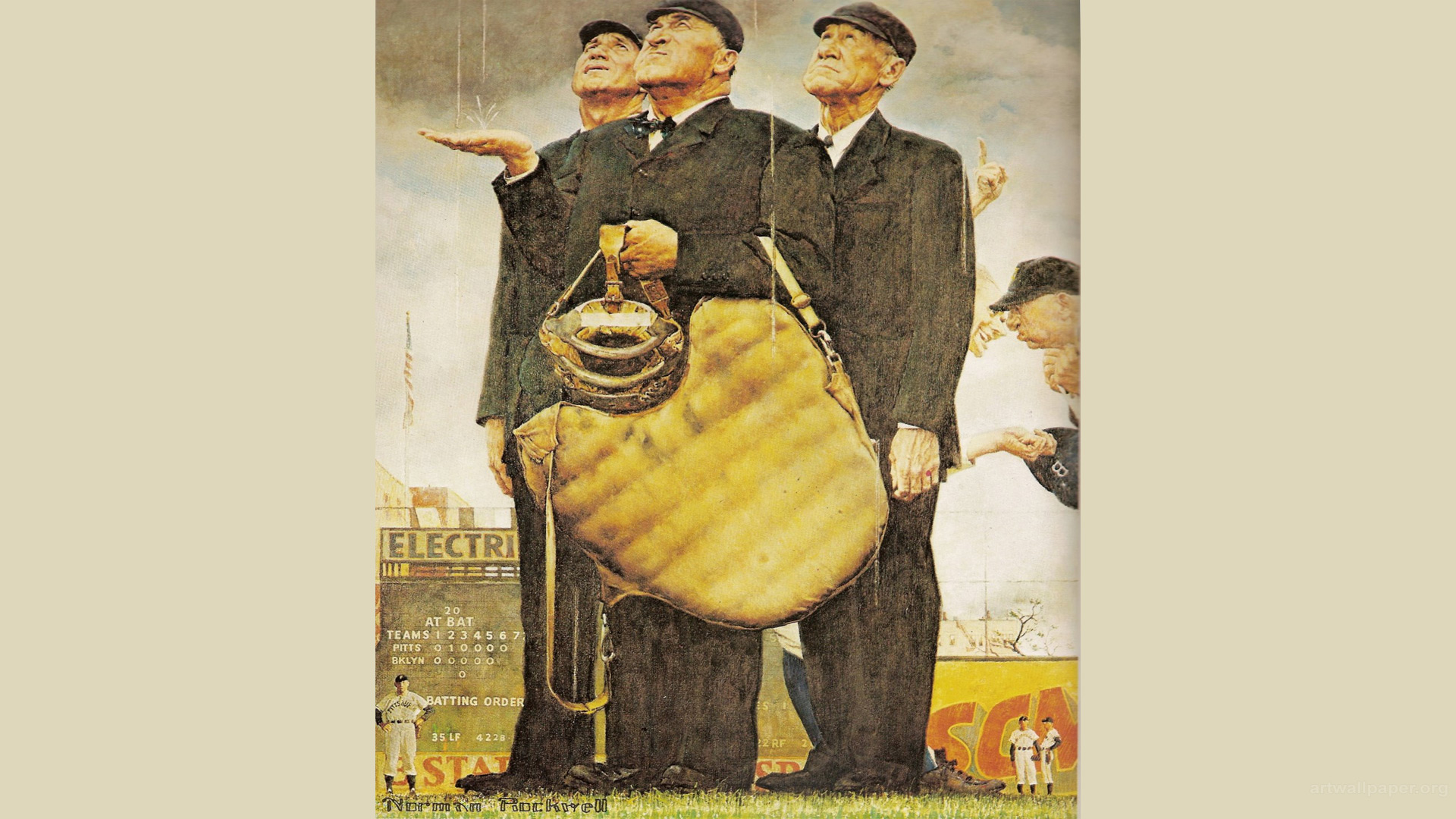 The Three Umpires Norman Rockwell Wallpaper
