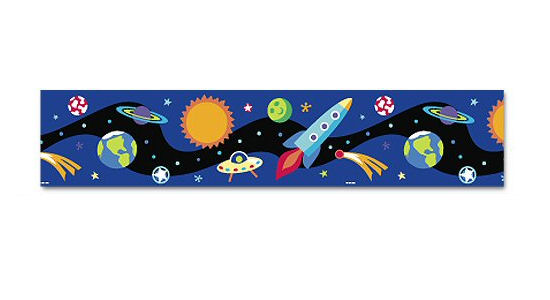Space Galaxy Wallpaper Border for Boys Rocket Planets Stars