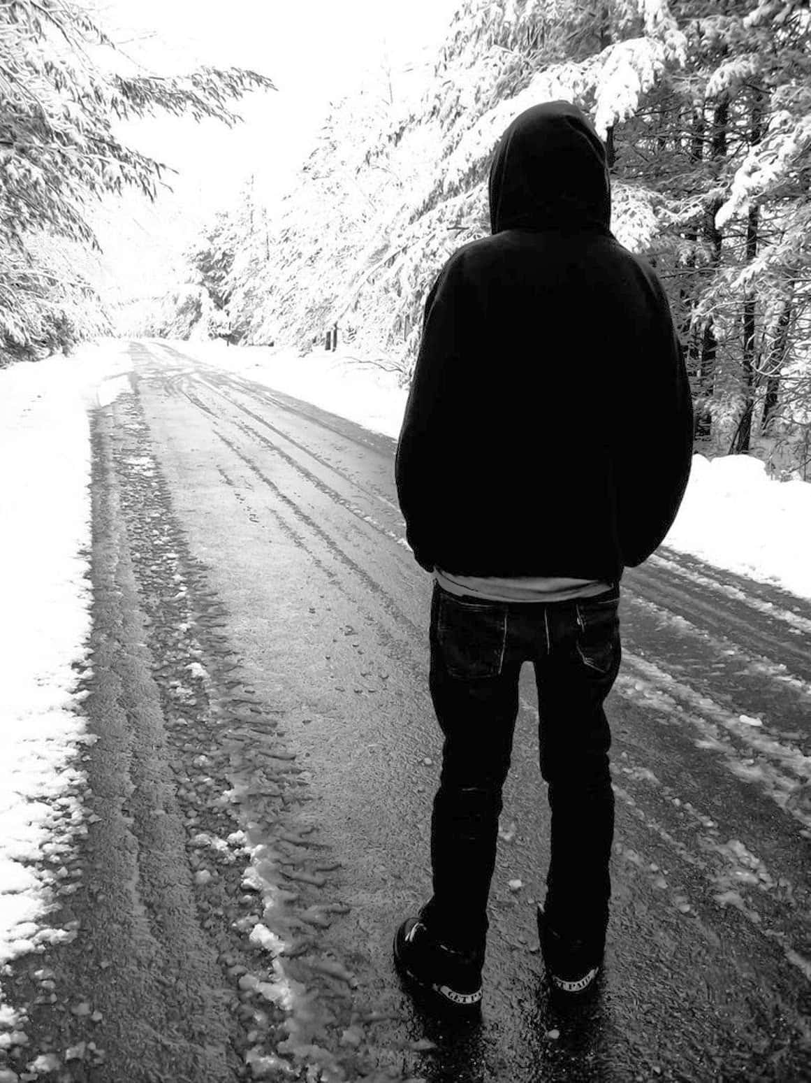 Alone Sad Man In Hoodie Picture Wallpaper