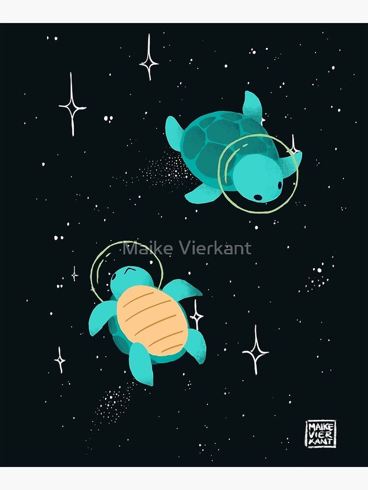 Space Turtles Mounted Print By Maike Vierkant Turtle Art