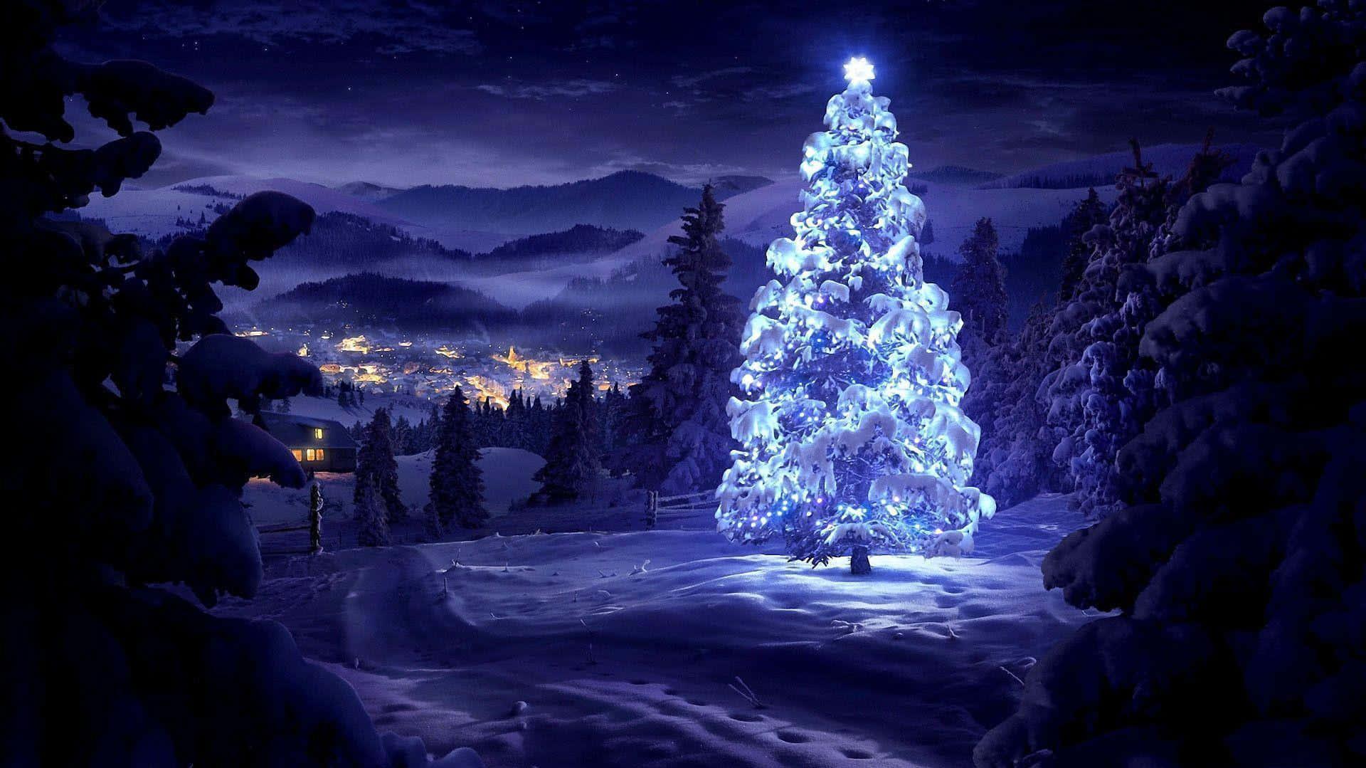 A Stunning Christmas Snow Background Wallpaper
