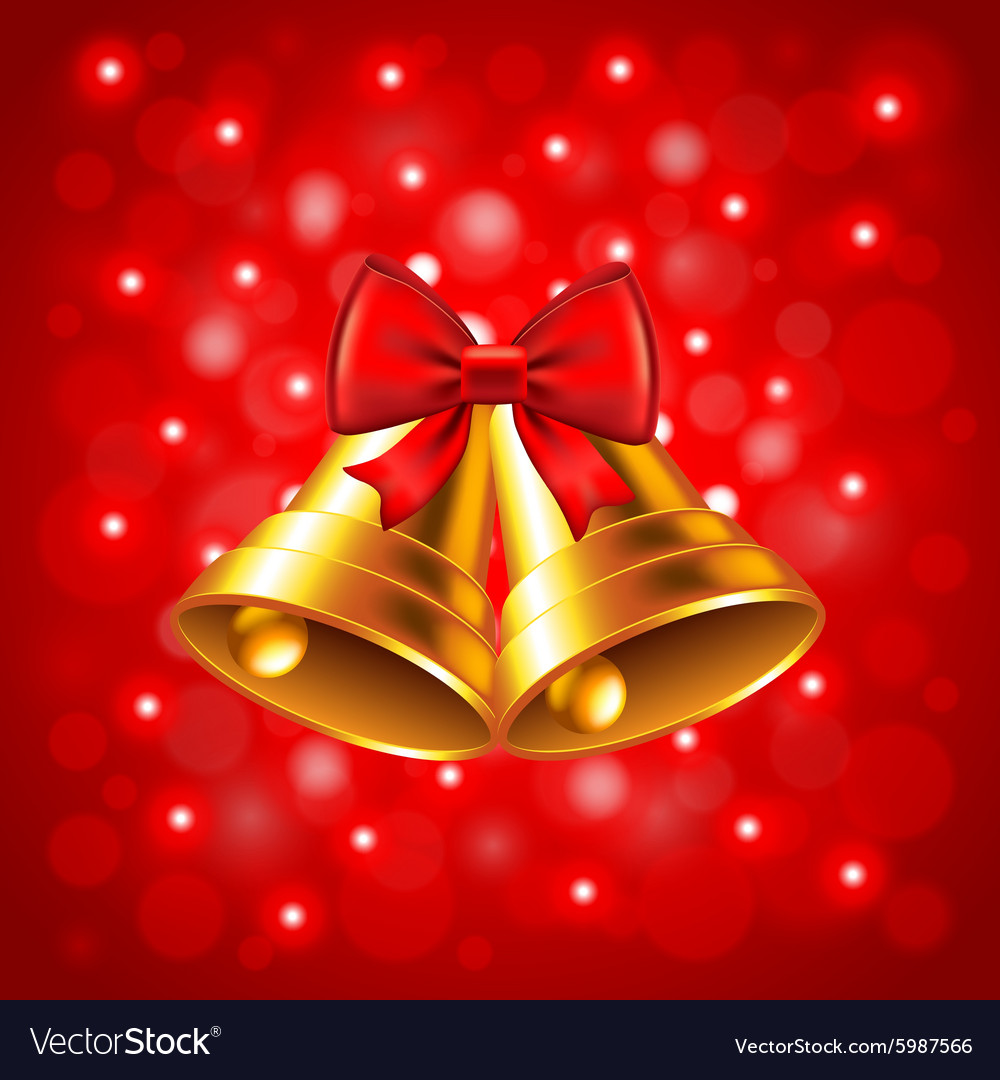Christmas Bells On Red Background Royalty Vector Image