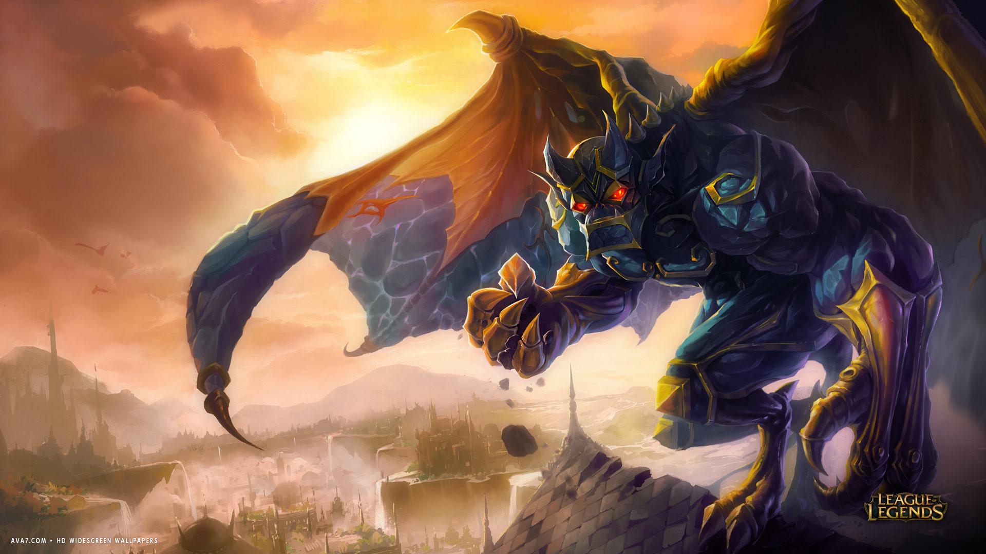 League Of Legends Game Lol Galio Monster City HD Widescreen Wallpaper