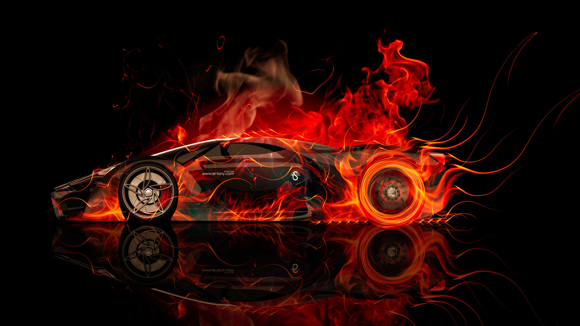 Tony Kokhan Ferrari F80 Side Fire Car Concept Abstract Orange