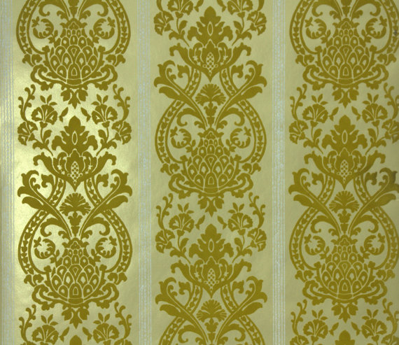 S Flocked Vintage Wallpaper Pretty Gold By Retrowallpaper