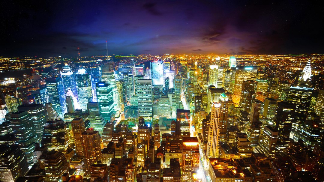 New York City Skyline At Night HD Wallpaper Of
