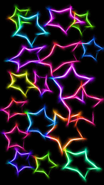 Neon Glowing Stars Pattern Colorful On Black Background Color iPhone