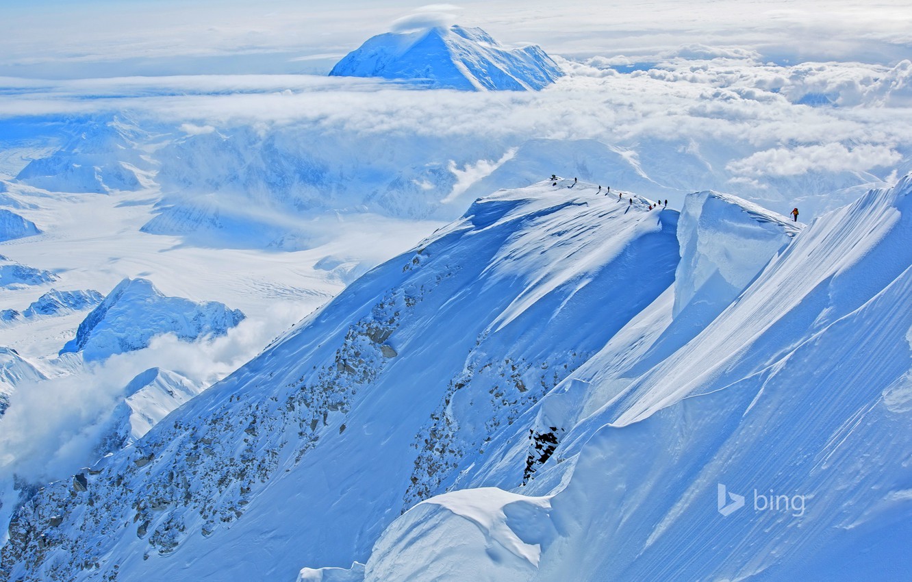 Wallpaper Snow Alaska Usa Denali National Park Climbers Mount