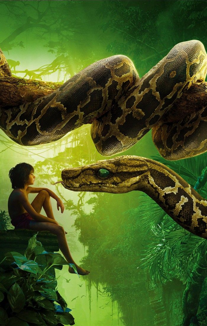The Jungle Book Mowgli With Anaconda Kaa Movie 4k Mobile Wallpaper