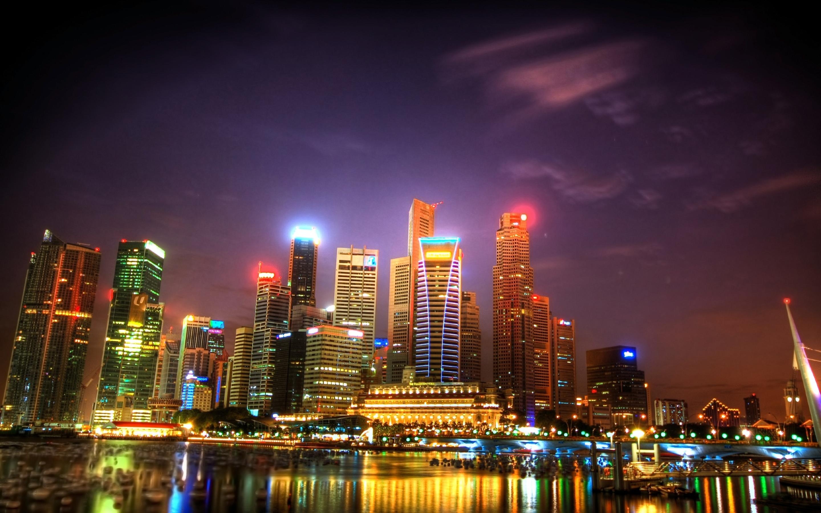 City Skylines At Night HD Wallpaper Background Image