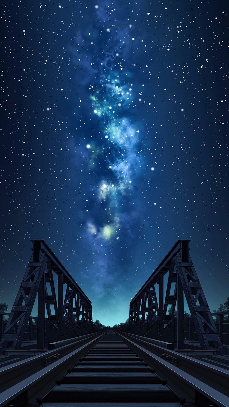 Starry Night Under The Bridge Wallpaper iPhone Android