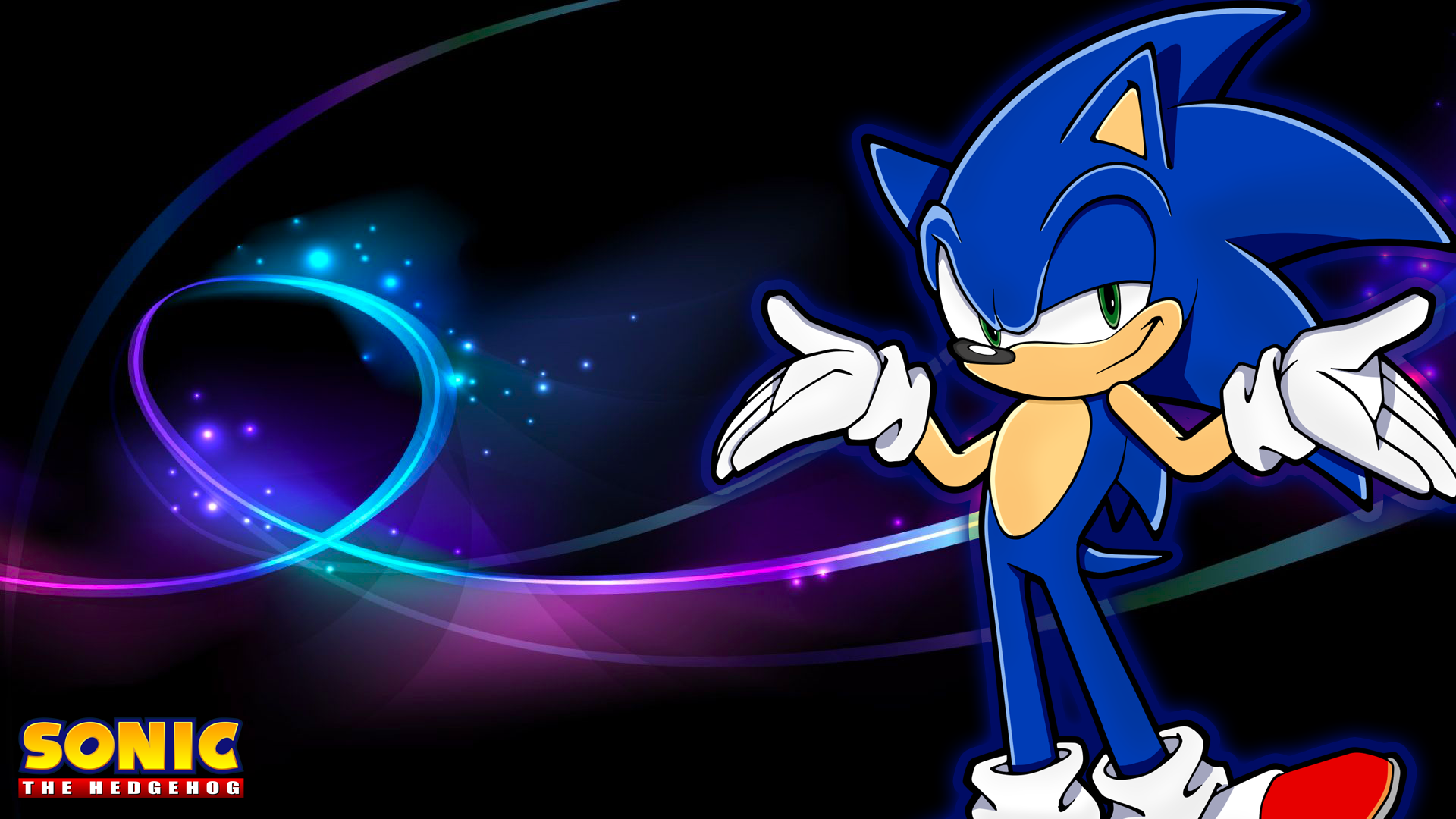 Sonic the Hedgehog on a vibrant abstract background