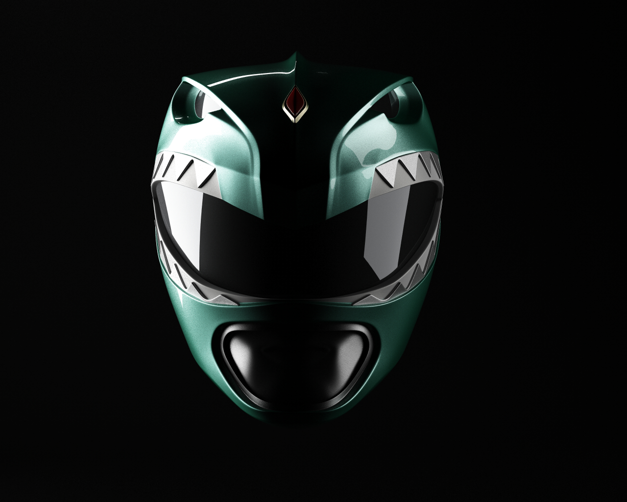 Green Ranger Helmet 3d Rendering Power Rangers Helmets