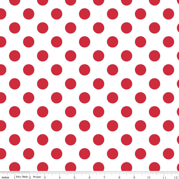 Medium Polka Dot Fabric Red Dots White Background Riley Blake