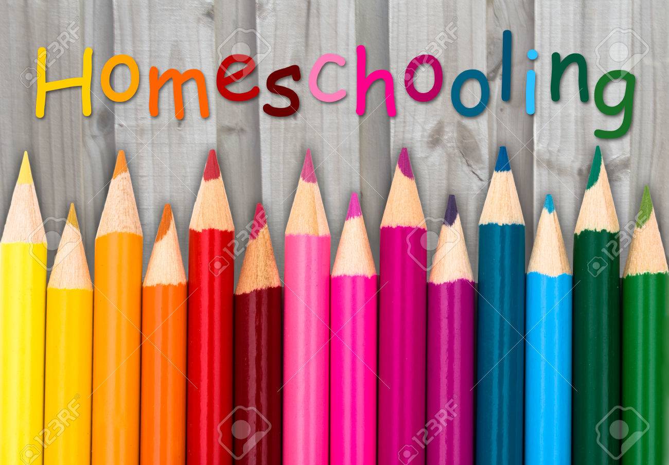 Pencil Crayons With Text Homeschooling Weathered Wood