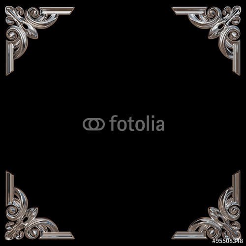 Set Of Chrome Frame Isolated Over Black Background Stock Photo And