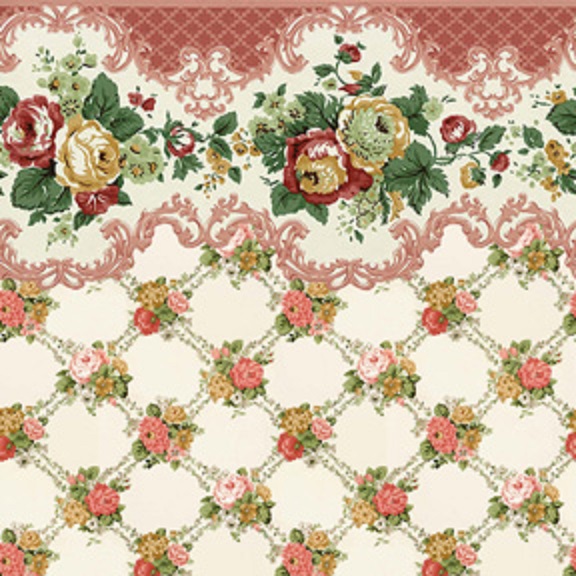 Dollhouse Wallpaper Victorian Rose In Salmon
