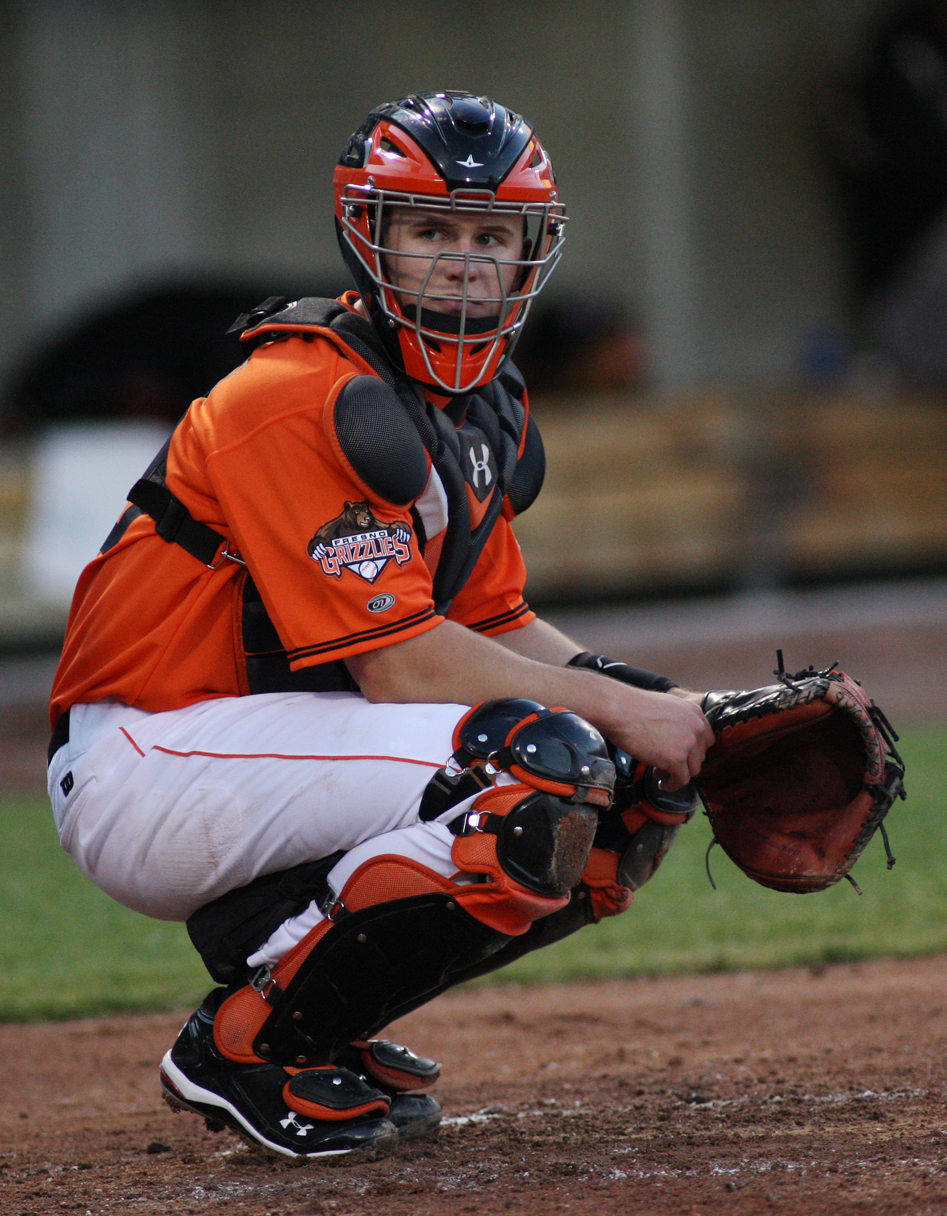 Buster Posey Catching For The Fresno Grizzlies In April Of