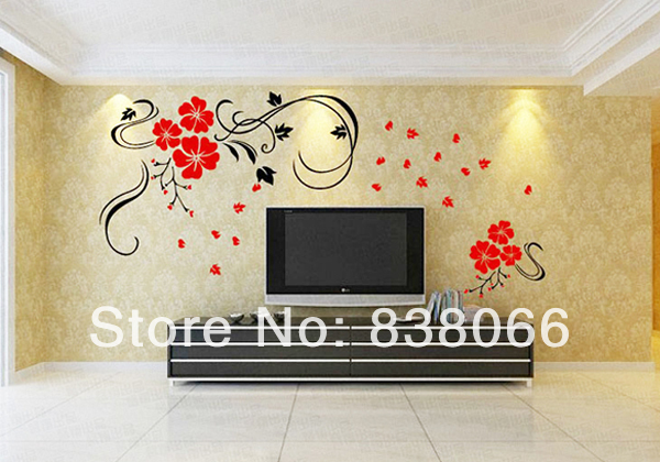 Sticker Large Flowers Background Decoration Indian Style Wallpaper