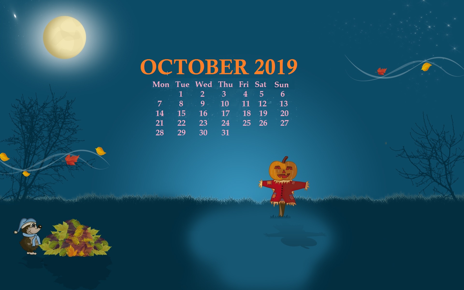 October Desktop Calendar Wallpaper Max Calendars