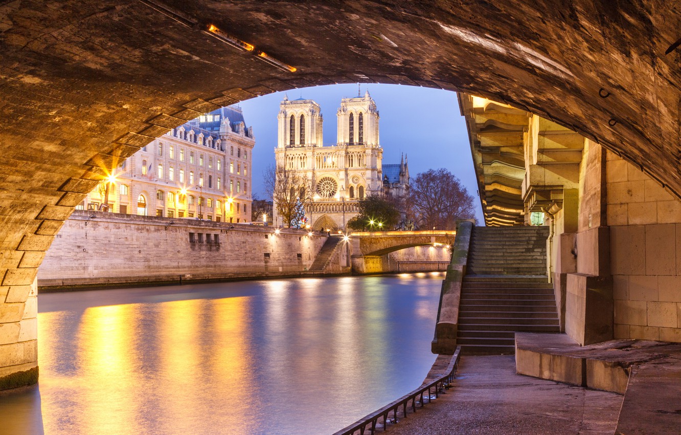 Wallpaper Bridge River France Paris Hay Cathedral Notre Dame