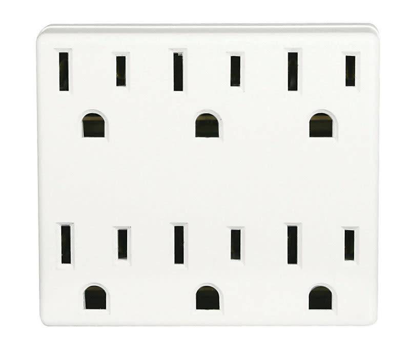 Leviton White Poly Grounded 6outlet Plug In Adp Slimpk 6adpt