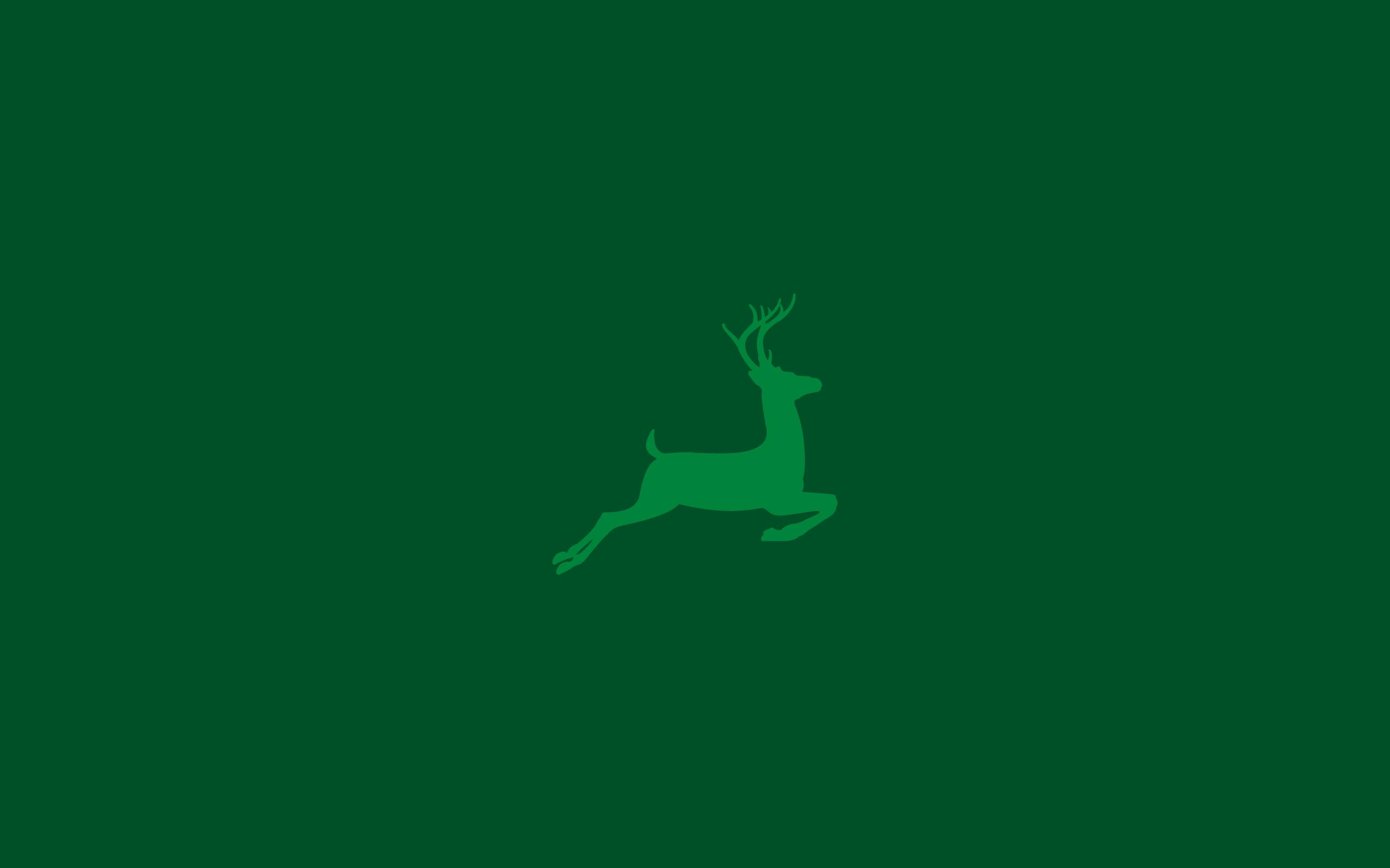 Christmas Deer Green Background Wallpaper