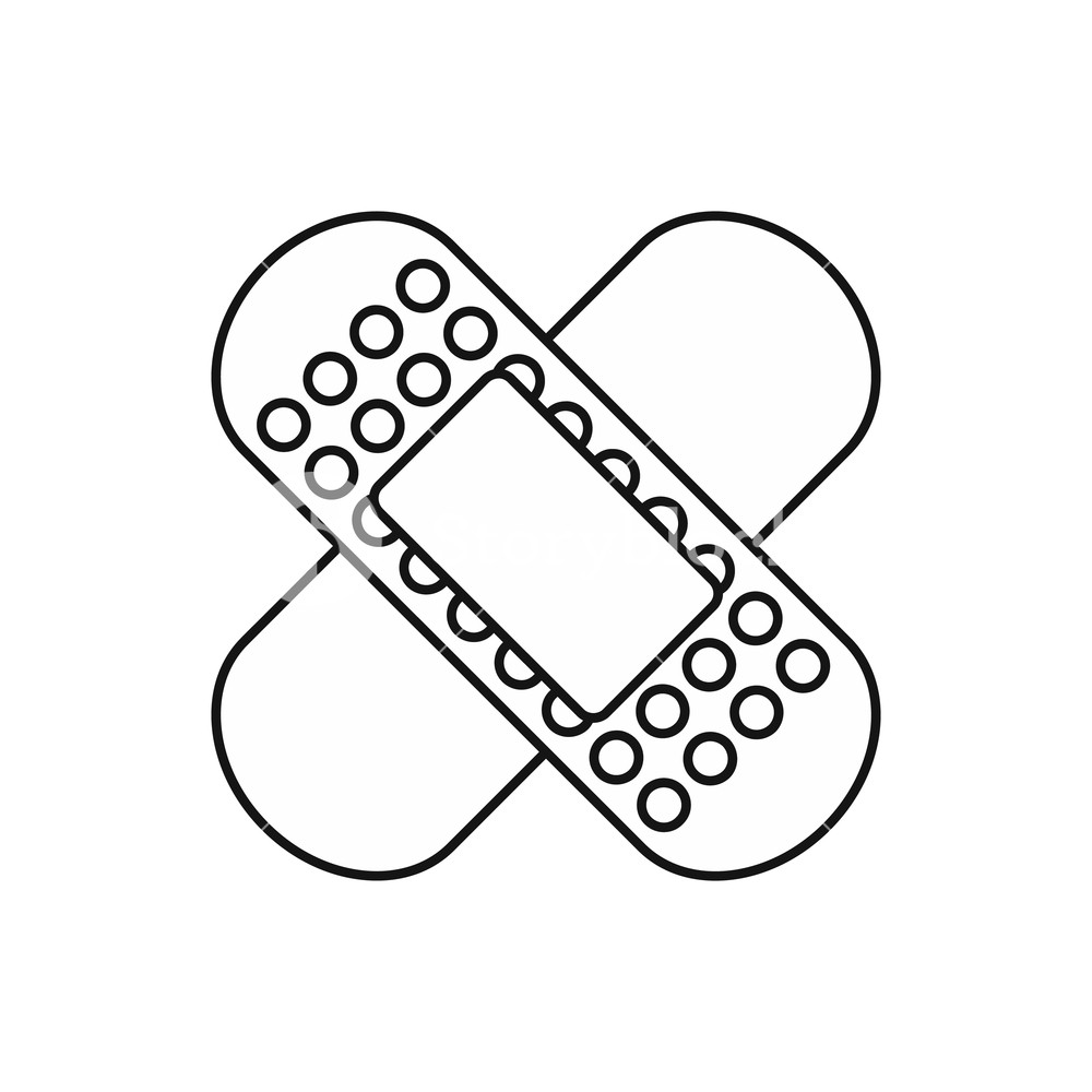 Medical Patch Icon In Outline Style On A White Background Vector