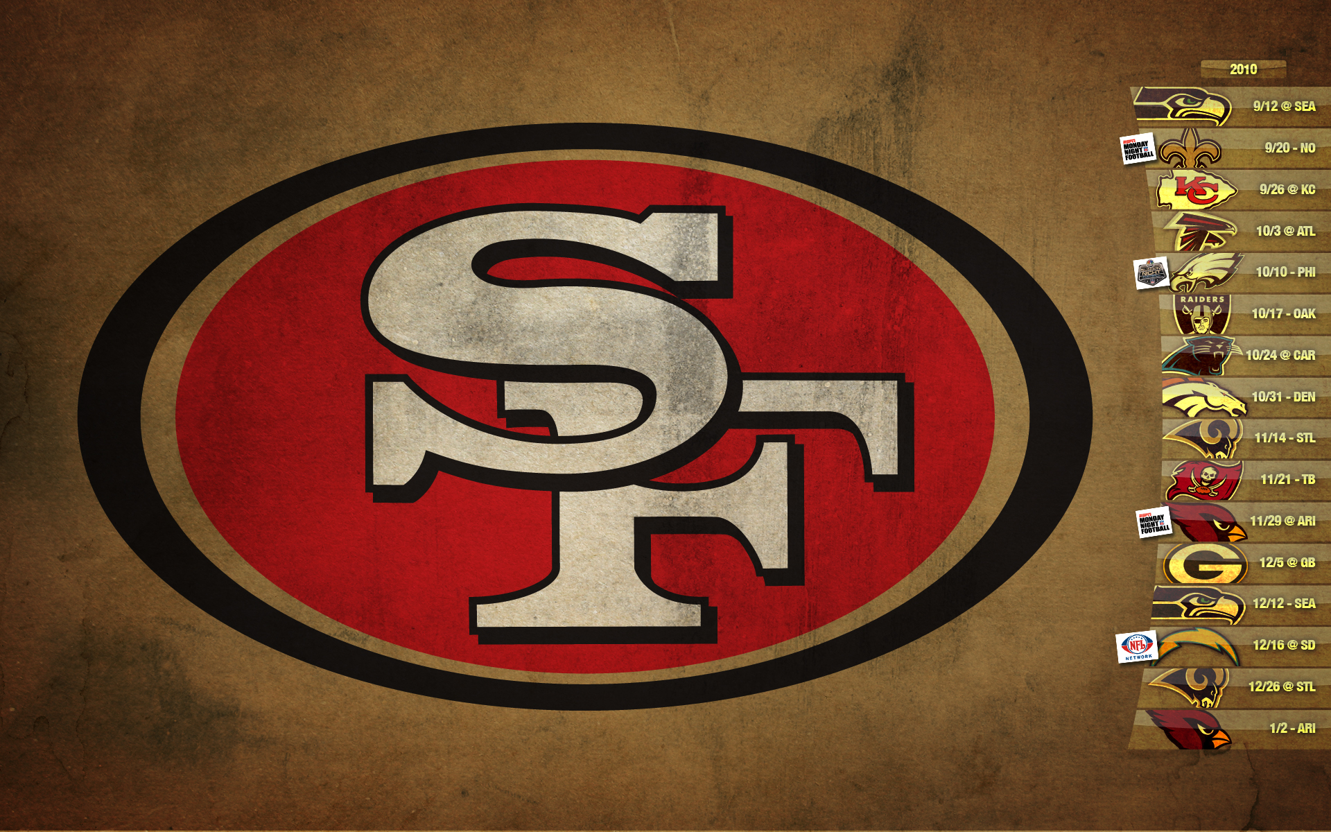 2010 49ers Graphics Wallpapers Schedules Photoshop