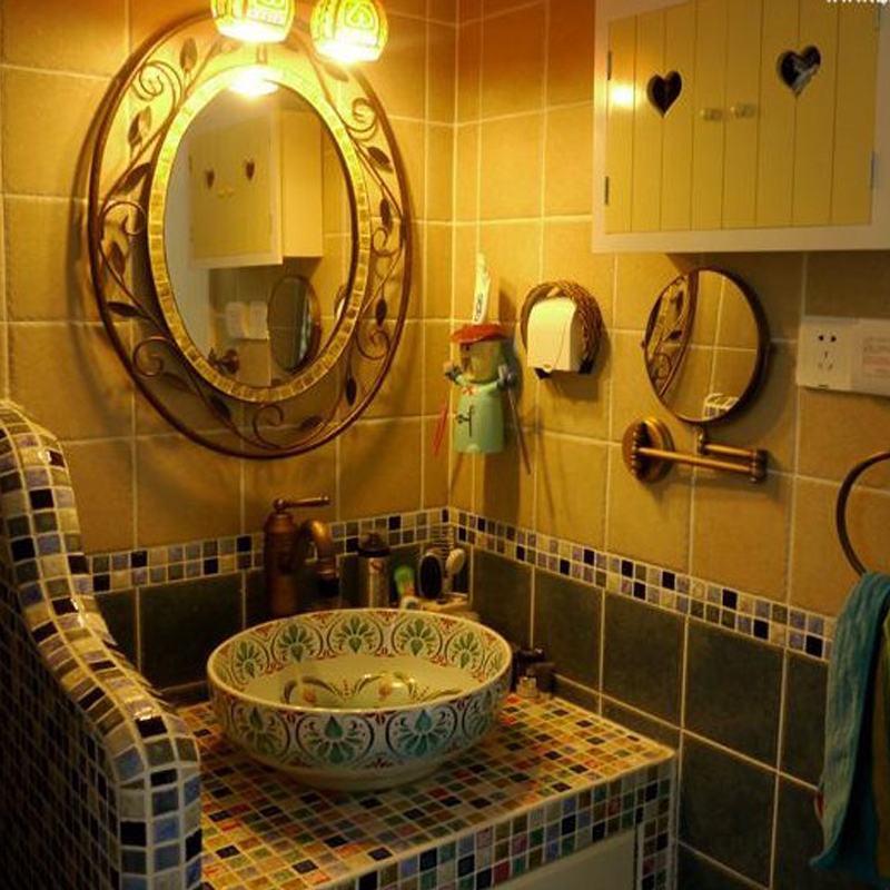 Decorative Washbasin Waistline Ceramic Mosaic Tile Wall