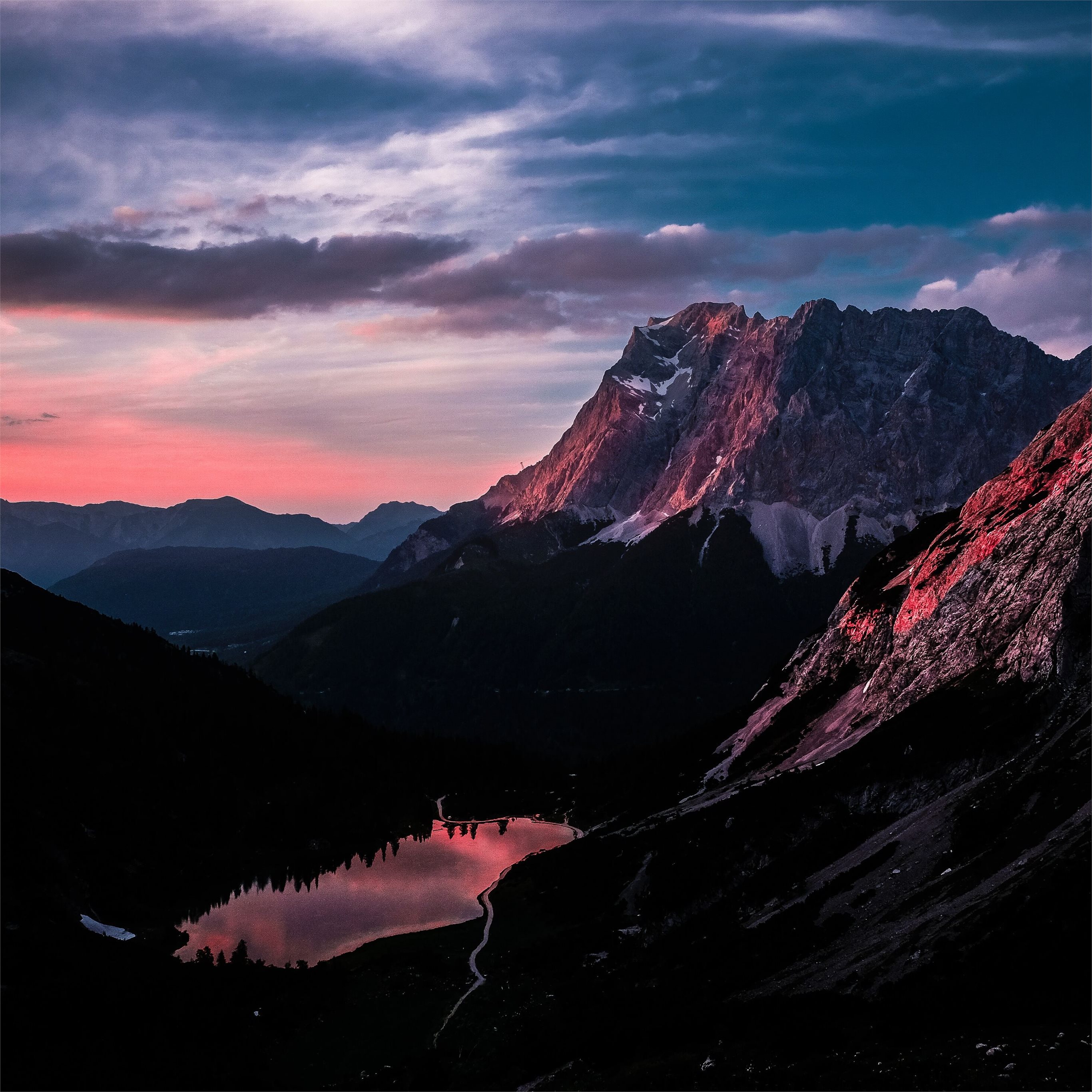 Long Mountain Ranges Landscape Orange Dark Sky 5k iPad Air