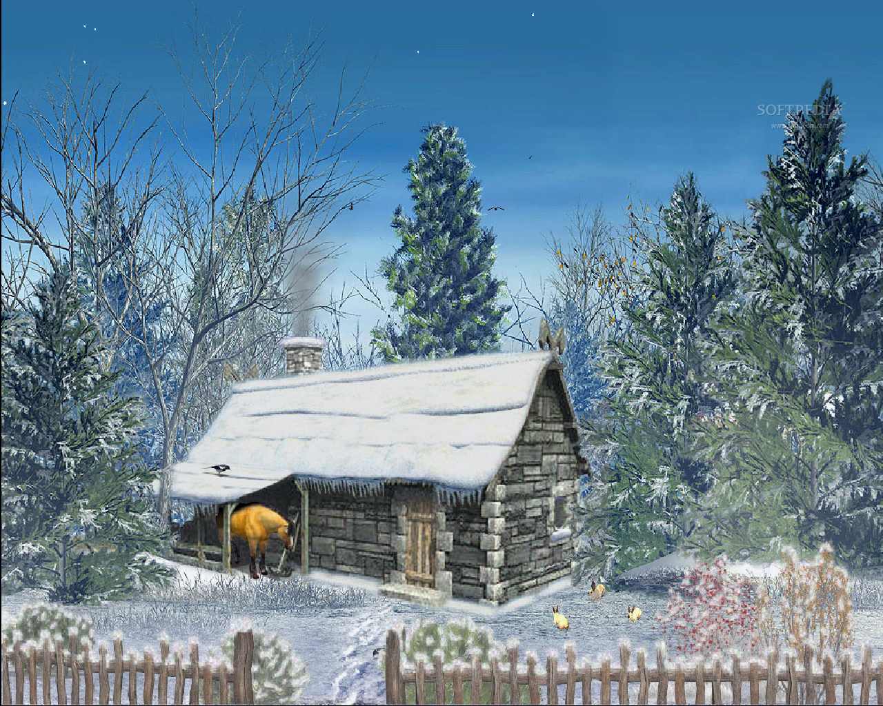 Snowy Hut Animated Screensaver This Is The Image Displayed By
