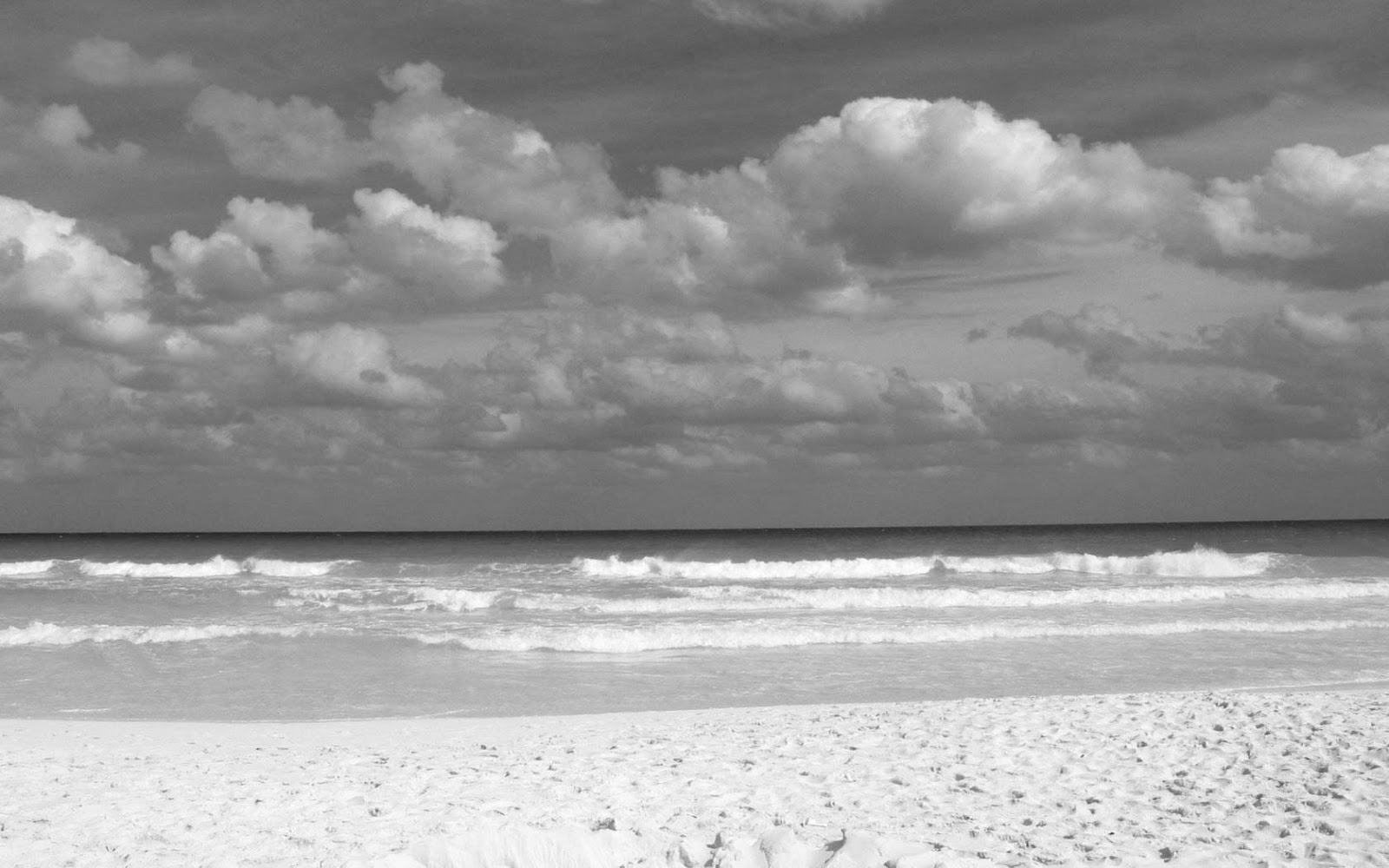 Black And White Beach Landscape Wallpaper HD