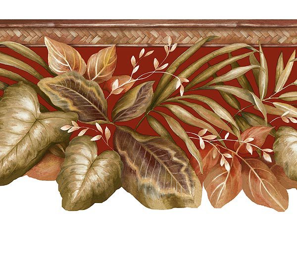 Free download Red Tropical Leaves Wallpaper Border [600x525] for your