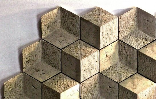Three Dimensional Tile Made From Recycled Engineered Light Travertine
