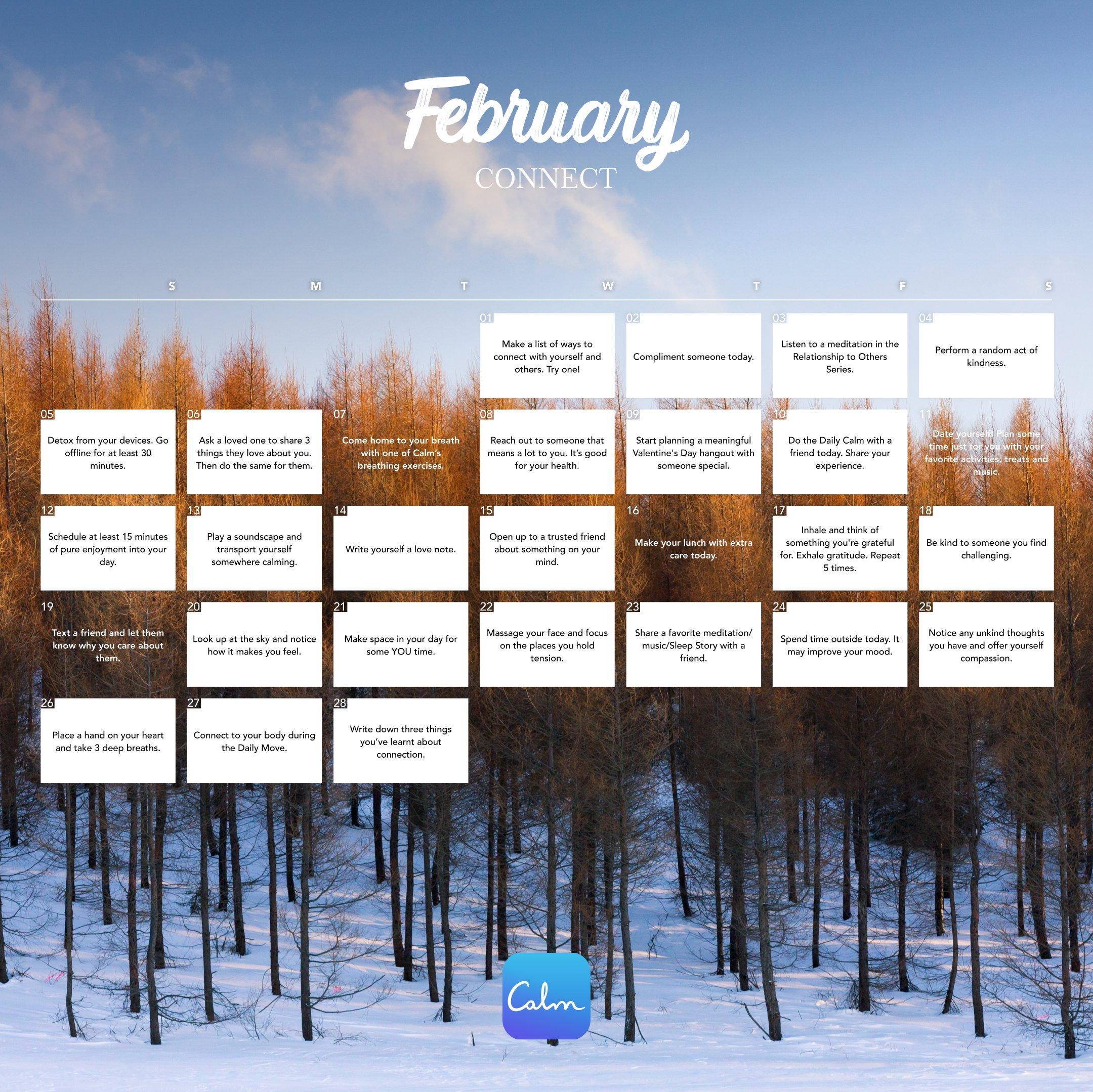 February Calm Calendar Deepen Your Relationship With