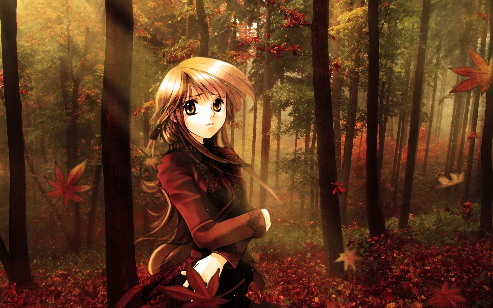 Anime Girl Autumn Fall Mystery Wallpaper
