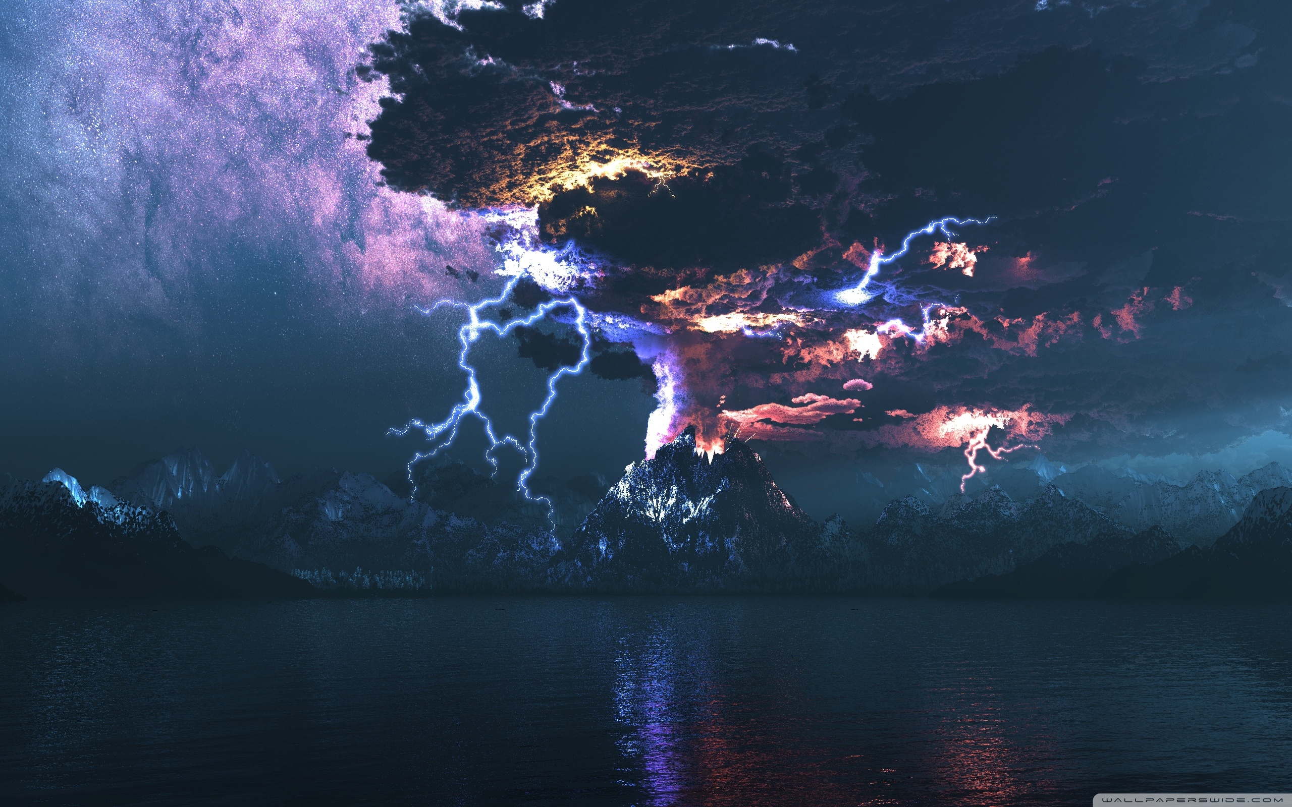 Volcano Eruption Lightning 4k HD Desktop Wallpaper For Ultra