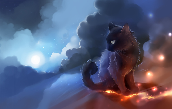 Wallpaper Warrior Cats Clouds Fire Sparks Lava