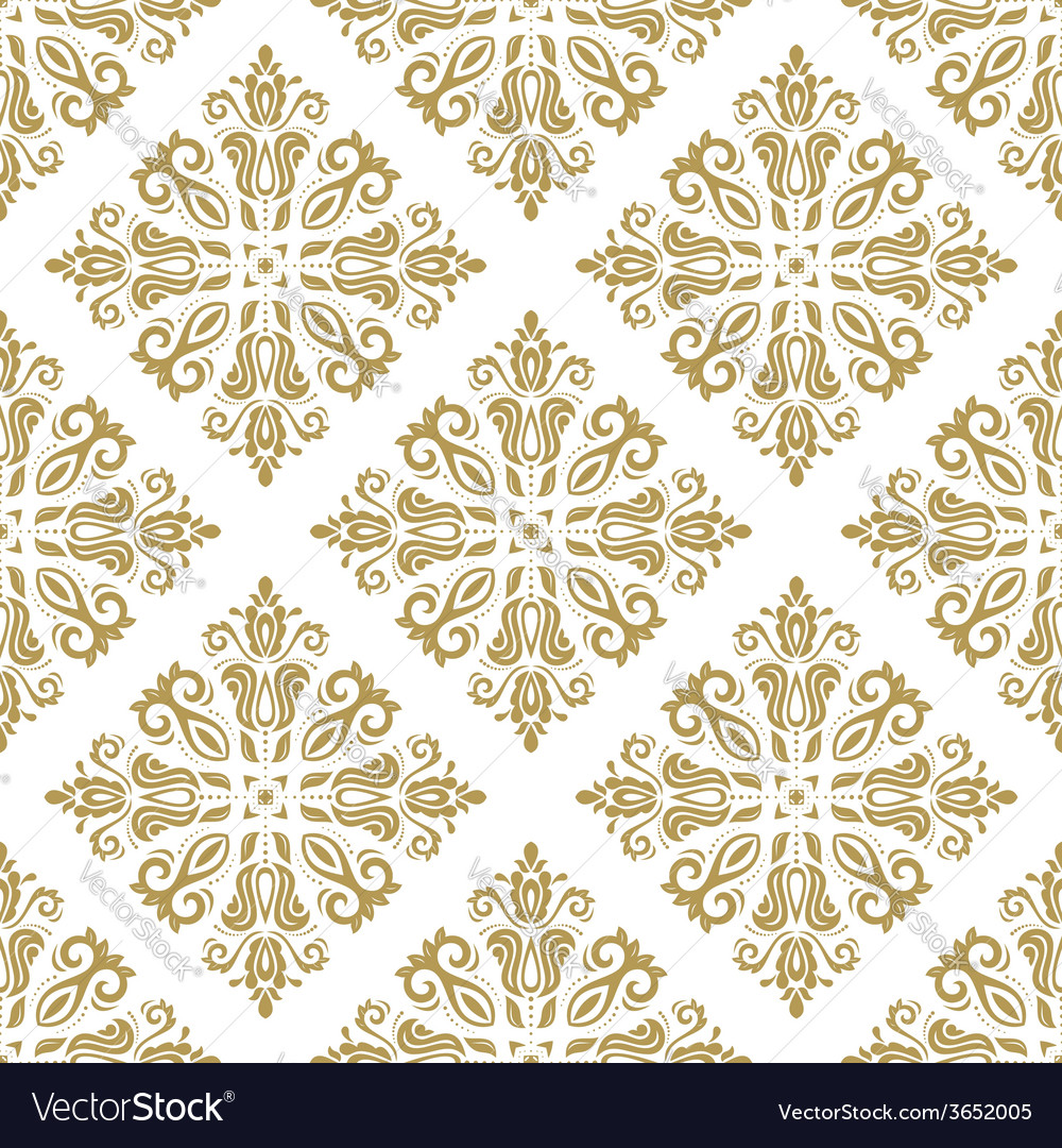 Damask Seamless Pattern Orient Background White Vector Image