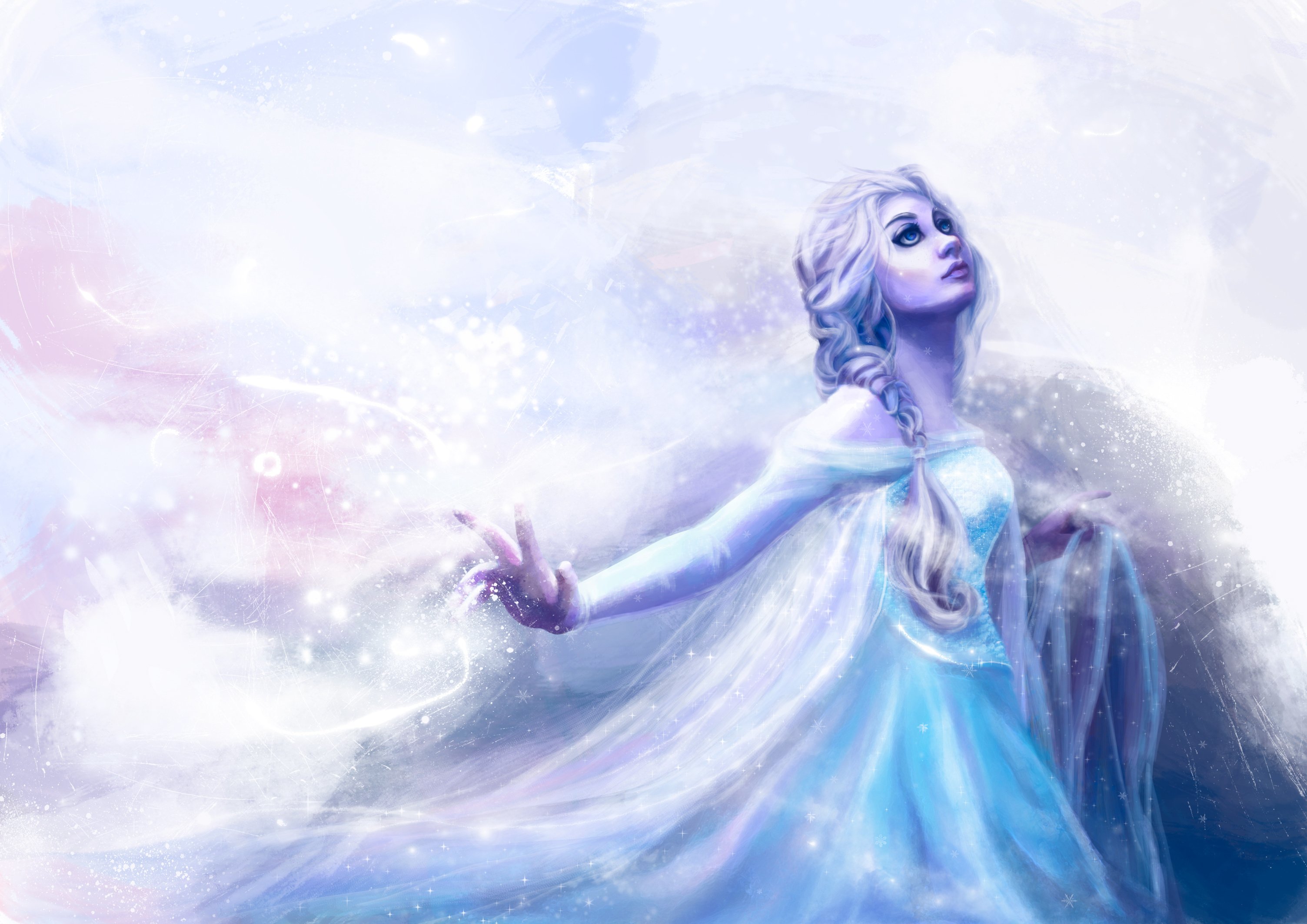 disney frozen snow queen elsa fantasy girl artwork mood wallpaper 3007x2126