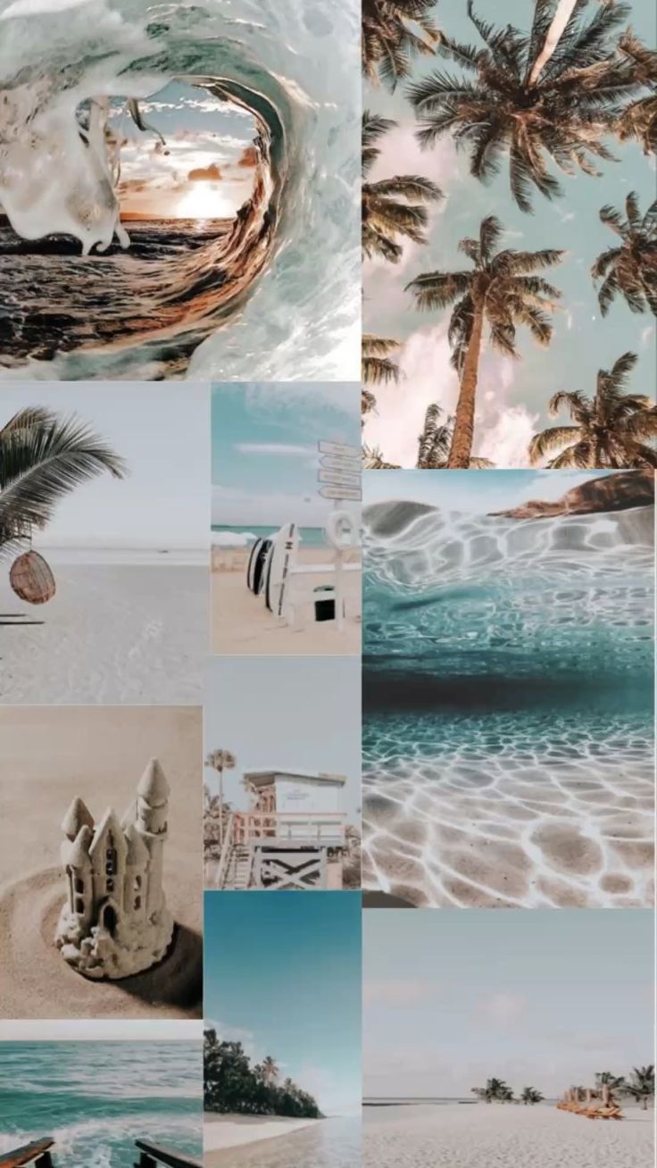 Cute Beach Wallpaper Wall Collage iPhone
